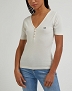 T-shirt Damski Lee Ss Henley Ecru L44KIPNQ