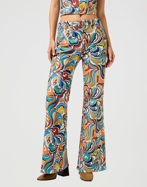 Spodnie Damskie Wrangler High Rise Flare Latigo Print 112362660