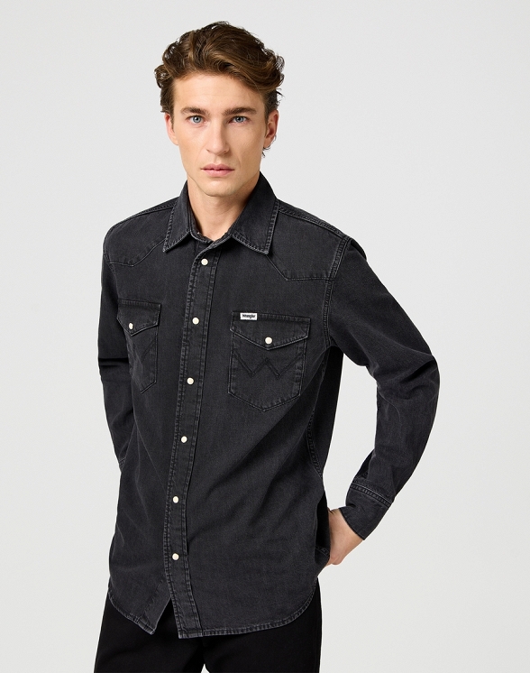 Koszula Męska Wrangler Western Shirt Rinse Black 112362906