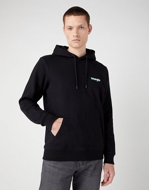 Bluza Męska Wrangler Logo Hoodie Washed Black W658IQXVD