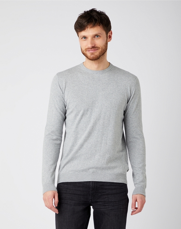 Sweter Męski Wrangler Crew Knit Mid Grey Mel W8M0QLX37