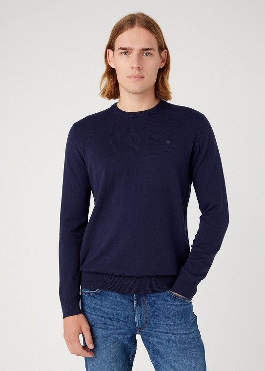 Sweter Męski Wrangler Crewneck Knit Navy W8A02PX35