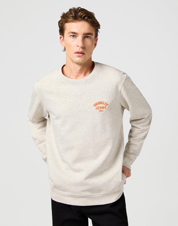 Bluza Męska Wrangler Small Logo Crew Oat Melee 112364090