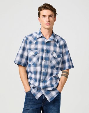 Koszula Męska Wrangler Ss Western Shirt Blue Shadow 112362381