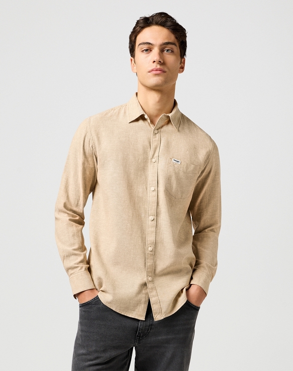 Koszula Męska Wrangler 1 Pkt Shirt Timberwolf 112362754