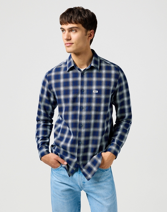 Koszula Męska Wrangler 1 Pkt Shirt Indigo Plaid 112362897