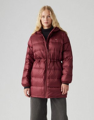 Kurtka Damska Levi`s® Polly Midi Puffer Burgundy A8525-0001