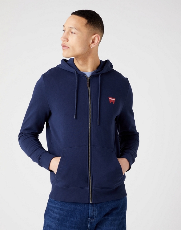 Bluza Męska Wrangler Zip Thru Hoodie Navy W664HA114