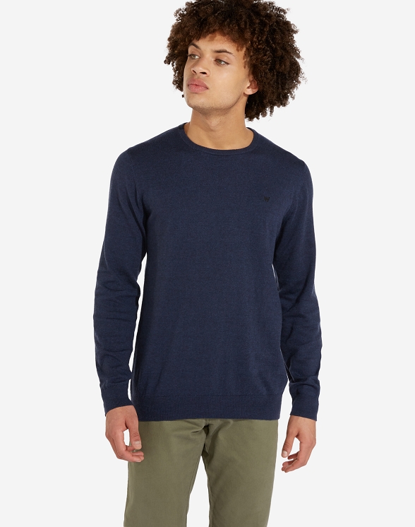 Sweter Męski Wrangler CREWNECK KNIT Navy W8A02P114