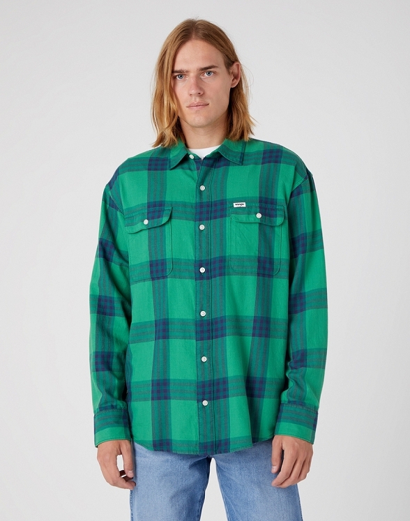 Koszula Męska Wrangler Patch Pocket Shirt Pine Green W591SSG50