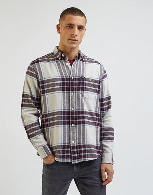 Koszula Męska Lee Riveted Shirt Ecru L66IRWNQ