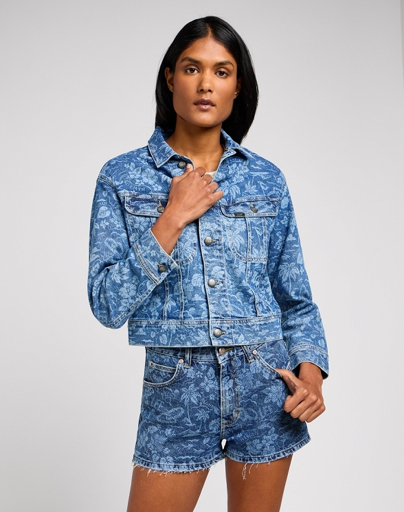 Kurtka Damska Lee Cropped Rider Jkt Tropical Denim L112349588