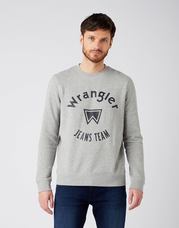 Bluza Męska Wrangler Crew Sweat Mid Grey Mel W6M8HYX37