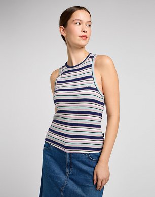 Koszulka Damska Lee Ribbed Tank Medieval Blue 112350213