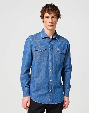 Koszula Męska Wrangler Ls Western Shirt Barrel Blue 112350488