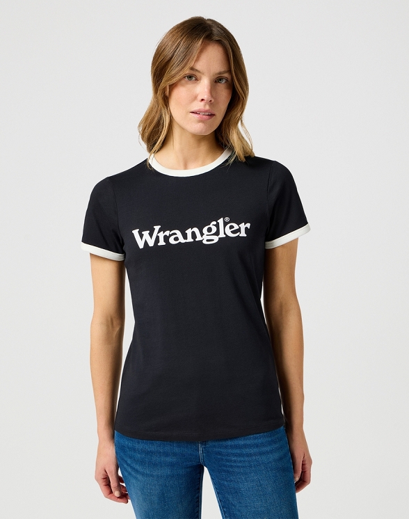 Koszulka Damska Wrangler Ringer Tee Black 112355288