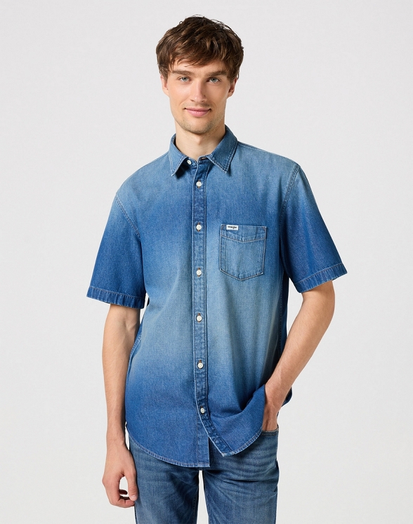 Koszula Męska Wrangler Ss 1 Pkt Shirt Mid Stone 112350183