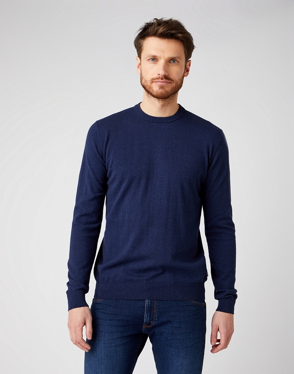 Sweter Męski Wrangler Crew Knit Navy W8M0QL114