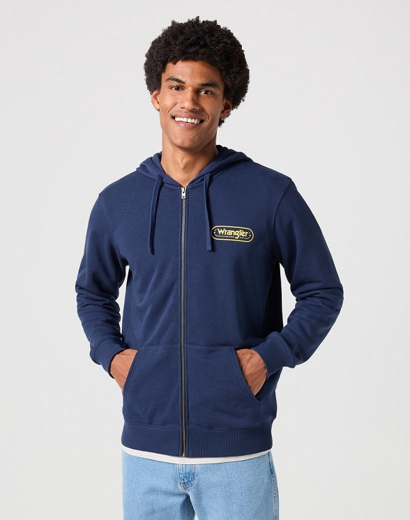 Bluza Męska Wrangler Zip Thru Hoodie Navy 112352131