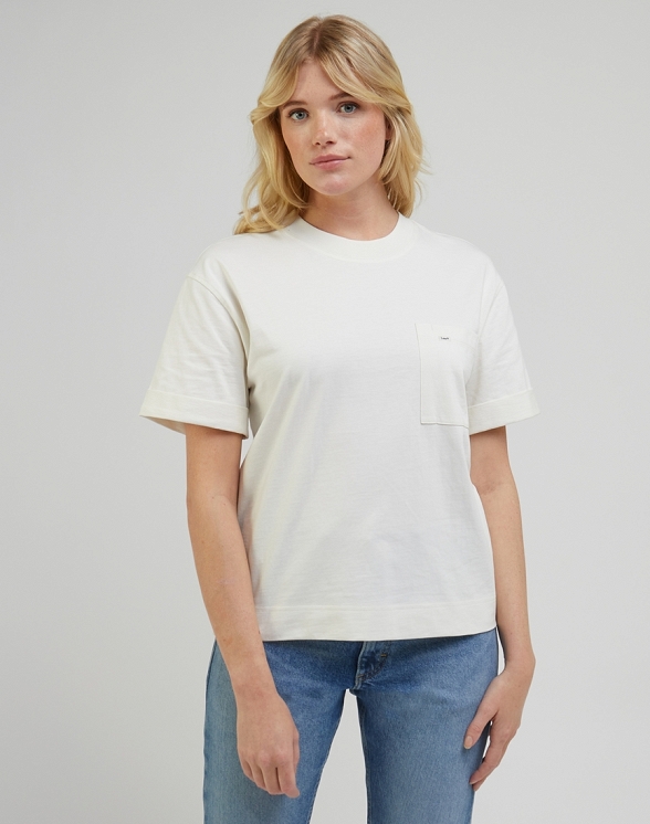 T-shirt Damski Lee Pocket Tee Ecru LQ63UWA74