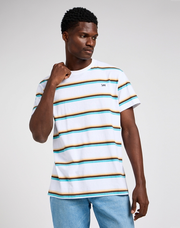 Koszulka Męska Lee Relaxed Stripe Tee Bright White 112350099