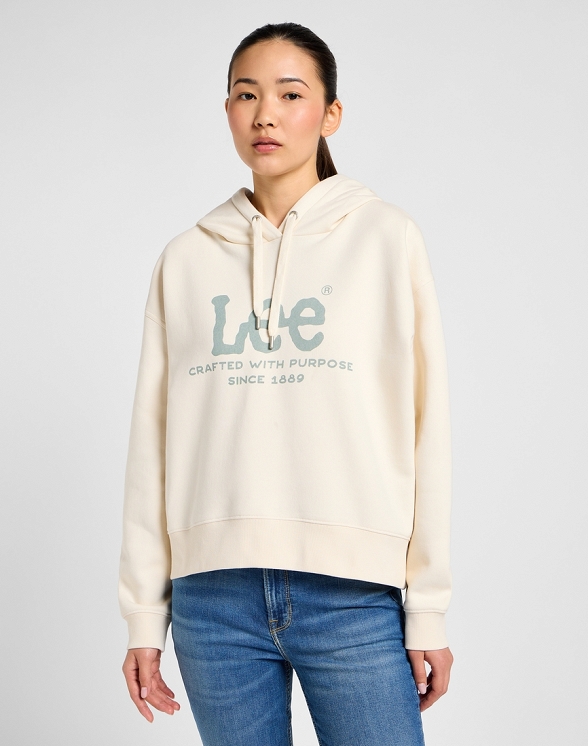 Bluza Damska Lee Logo Hoodie Ecru 112355217