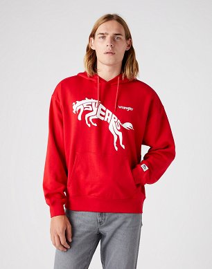 Bluza Męska Wrangler 75th Anni Hoodie Chinese Red W645HTXCJ