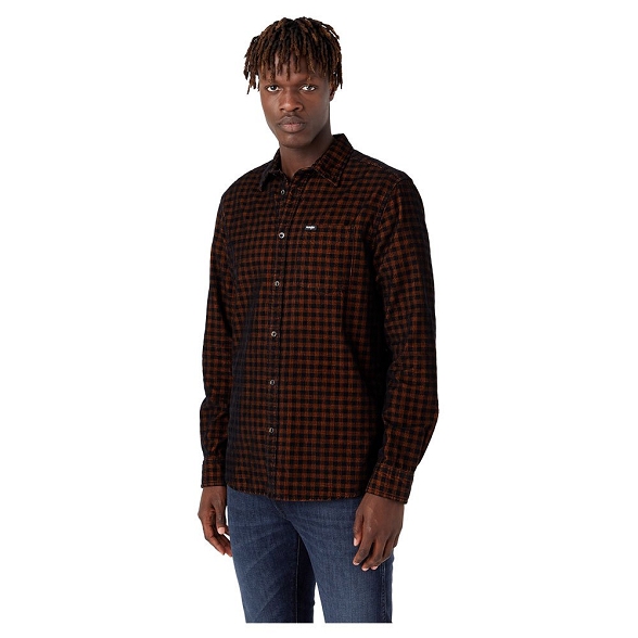 Koszula Męska Wrangler 1 Pocket Shirt Nutmeg Brown W5A24AH02