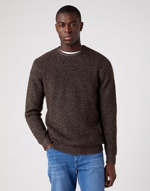 Sweter Męski Wrangler Waffle Knit Delicioso Brown W8C5PDH38