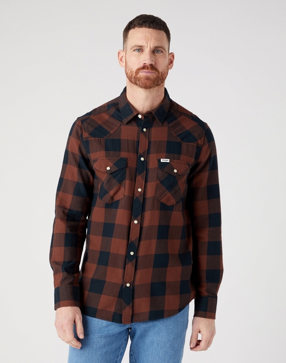 Koszula Męska Wrangler Ls Western Shirt Potting Soil W5566VH44