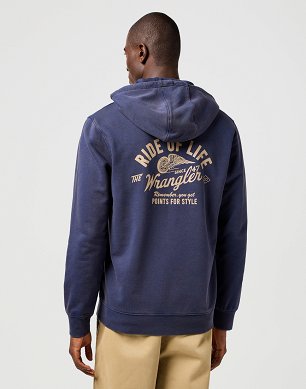 Bluza Męska Wrangler Americana Hoodie Navy 112362777