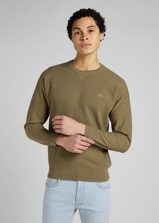 Sweter Męski Lee Raglan Crew Knit Brindle Green L83PKHUA