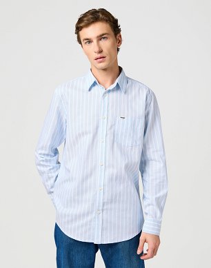 Koszula Męska Wrangler 1 Pkt Shirt Blue Oxford 112362554