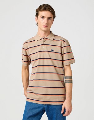 Koszulka Męska Wrangler Stripe Polo Shirt Khaki 112362831