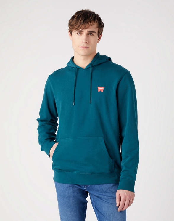 Bluza Męska Wrangler Sign Off Hoodie Deep Teal Green W651I3G03