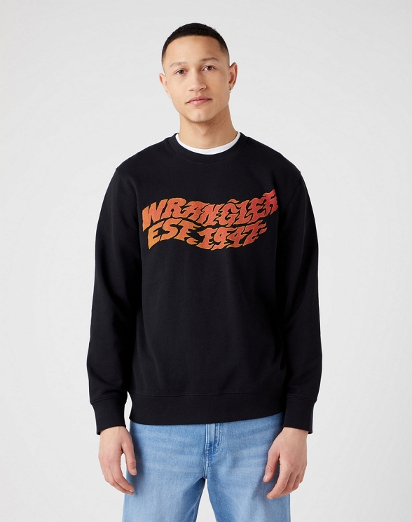 Bluza Męska Wrangler Graphic Crew Black W6E9IL100