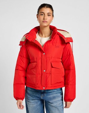 Kurtka Damska Lee Hooded Short Puffer True Red 112355190