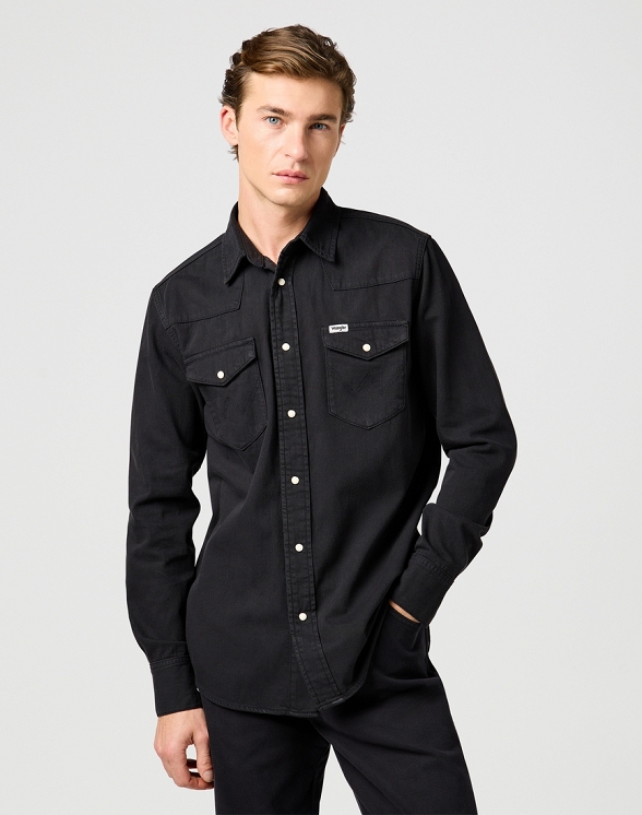 Koszula Męska Wrangler Western Shirt Black Rinse 112362377