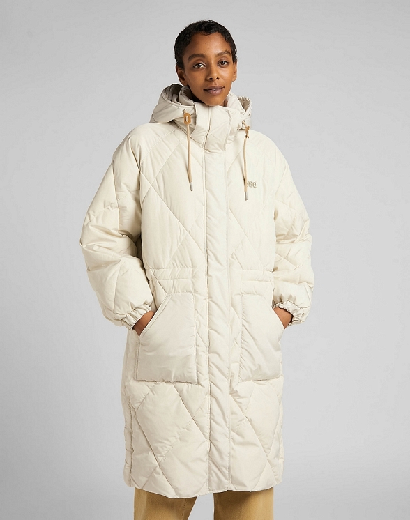 Kurtka Damska Lee Long Puffer Ecru L55KEVDN