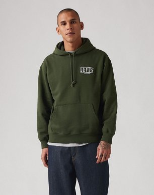 Bluza Męska Levi`s® Relaxed Fit Graphic Hoodie Serif Logo One Kombu Green 38479-0410