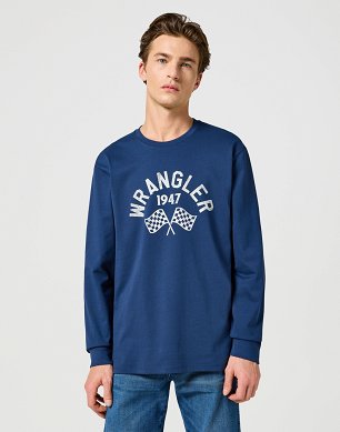 Koszulka Męska Wrangler Ls Graphic Tee Navy 112357447