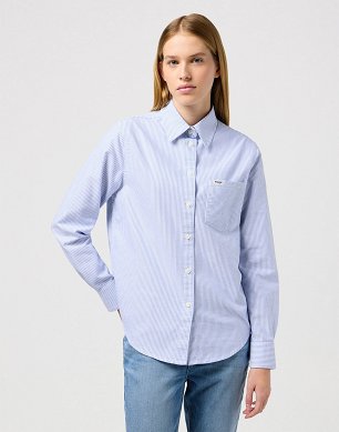 Koszula Damska Wrangler 1 Pkt Shirt Blue Stripe 112350326