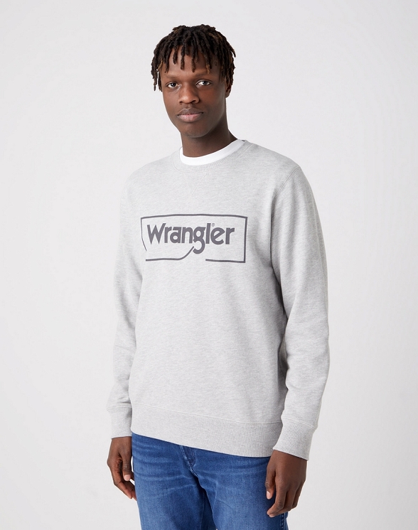 Bluza Męska Wrangler Frame Logo Crew Mid Grey Melee W662HAX37