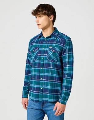 Koszula Męska Wrangler Flannel Western Shirt Deep Teal 112356766