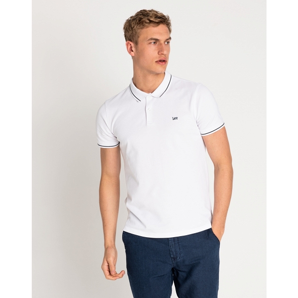 T-shirt Męski Lee Pique Polo Bright White L61ARLLJ