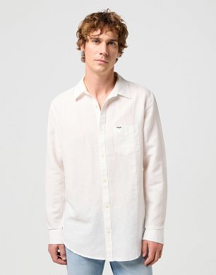 Koszula Męska Wrangler Ls 1 Pkt Shirt Worn White 112352281