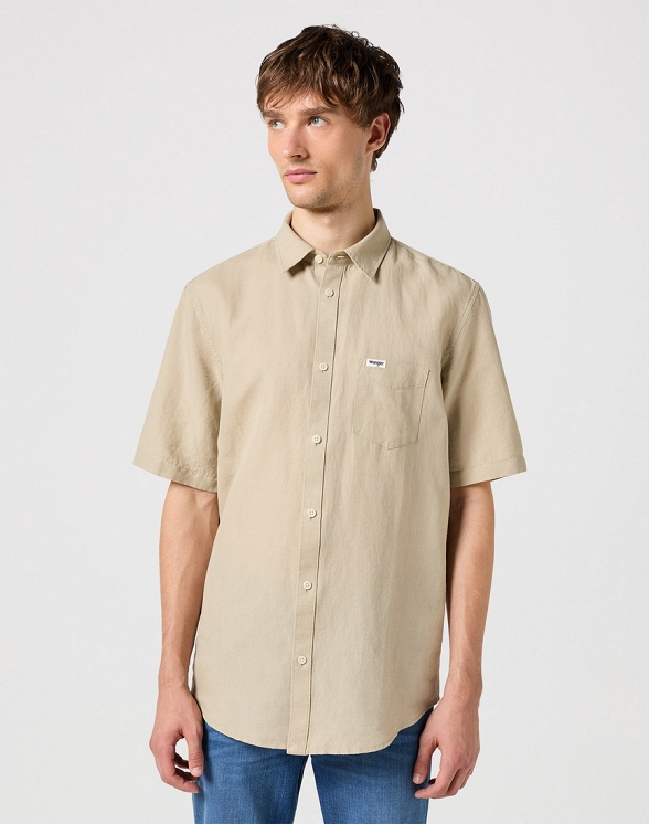 Koszula Męska Wrangler Ss 1 Pkt Shirt Plaza Taupe 112352189