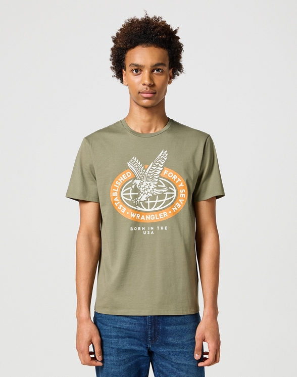 Koszulka Męska Wrangler Americana Tee Dusty Olive 112355035