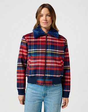 Kurtka Damska Wrangler Aviator Jacket Red Tartan 112356508