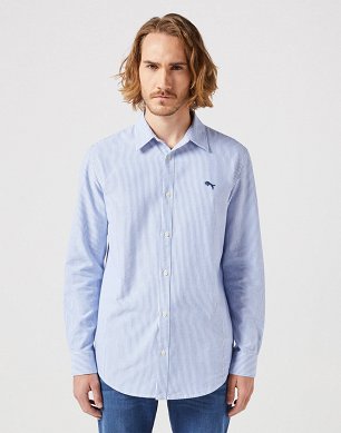 Koszula Męska Wrangler Ls Shirt Blue Stripe Oxford 112352839